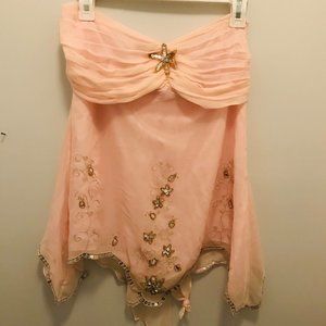 CUTE PINK BEACHY STYLE TOP 100% SILK